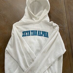 Vintage Zeta Tau Alpha Sorority White Hoodie Sweatshirt